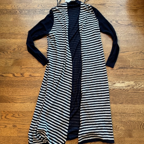NWT Anthropologie Cardigan duster long sweater Size LARGE striped - Picture 1 of 2